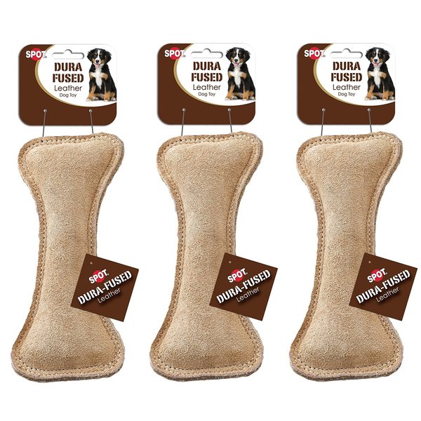 Ethical Pet Dura Fused Leather Bone Dog Toy, 7-Inch (3 Bones)
