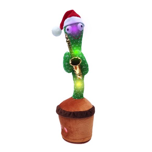 Proweber Dancing Cactus Toy with Music, Lights - Talking, Recording, Repeating Mimic Toy for Babies, Toddlers - Cute Green Cacti Stuffed Plush Fun Educational Toy Gift for Kids(Christmas Style)
