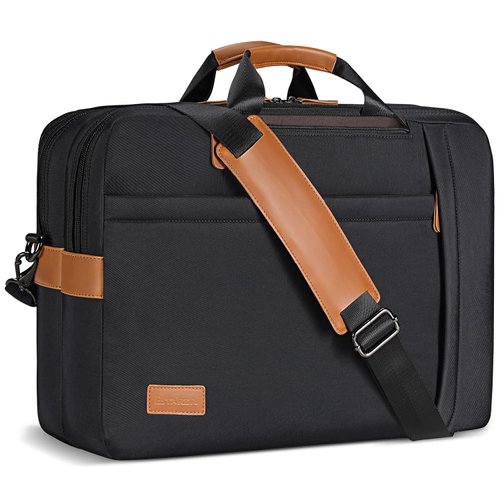ESTARER 3 In 1 Laptop Bag for Men, 17-17.3 Inch Laptop Backpack Computer Satchel Bag for Work/Travel/Business, Convertible Backpack Briefcase Water resistant Nylon Messenger Backpack (Black)
