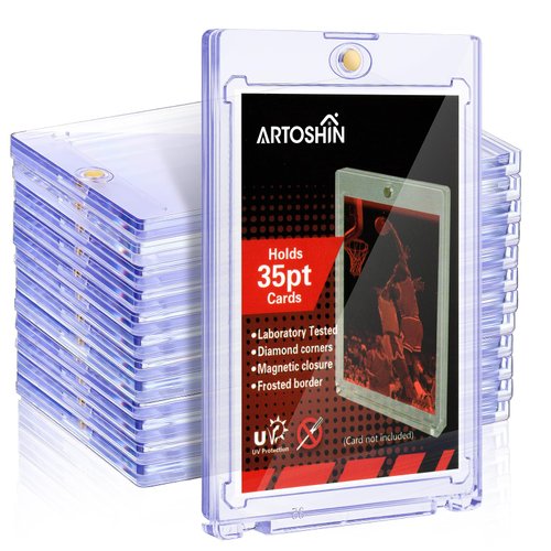 10ct Magnetic Card Holder, UV Protection Baseball Card Holder, 35pt Magnetic Card Holder, Magnetic Card Holders for Trading Cards, Protect & Store Valuable Sports Cards, Football Cards & Gaming Cards