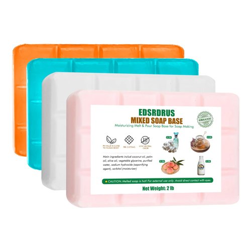 EDSRDRUS 2LB & 4LB Mixed Scent Soap Base DIY Handmade Soap with Goat Milk & Honey & Peach & Cologne, Moisturizing Melt and Pour Soap Base for Soap Making 4pack
