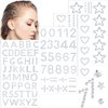 Isslly 4 Sheets Acrylic Star Hair Gems, Hair Face Jewels Stickers, Rhinestone Tattoo Stickers, Star Heart Number Alphabet Crystal Face Makeup Stickers for Women Girls for Halloween, Parties