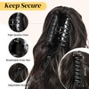 LONAI Ponytail Extension, 18" Wavy Claw Clip Ponytail Extensions ZJ001 Shoulder Length Curly Wavy Claw Clip in Ponytail Hair Extensions Synthetic Fake Pony tails Hairpieces-Black Brown
