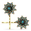 2 PCS Blue Rhinestone Hair Pins for Women Elegant Hair Clips Retro Embellishment Gold Tone French Metal Clips Prom Hair Accessories for Women Ladies Girls Formal Party Styling Tools