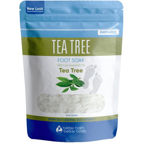 Tea Tree Foot Soak 32 Ounces Epsom Salt with Natural Tea Tree, Lavender and Eucalyptus Essential Oils Plus Vitamin C in BPA Free Pouch with Easy Press-Lock Seal