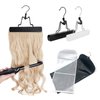 Hair Extensions Holder 24" Hair Extension Storage Bag Wig Bag Storage with Wooden Hanger, Portable Wig Bag Storage Organizer, Dust-proof Waterproof Hair Extensions Wig Hanger 2 PCS, Black & White