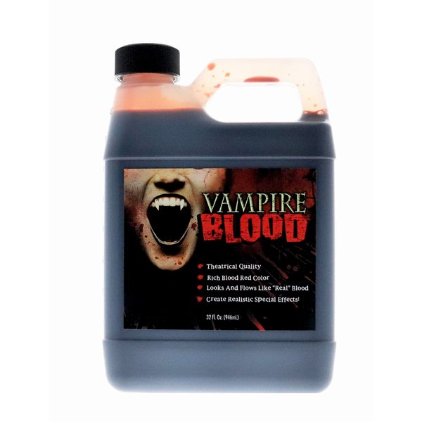 32oz VAMPIRE BLOOD, Realistic Fake blood, Theatrical Quality, Richly Pigmented Red Fake Blood for Halloween, Vampire, Zombie, Costume, Special Effects Makeup