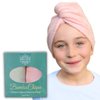 Kids Hair Towel Wrap | 100% Bamboo Viscose |Tailored Small | Essential Hair Drying Wrap for Bath, Beach, Pool and Spa | Hair Accessory for Girls | Set of 2 | Sea Moss Green + Coral Sand
