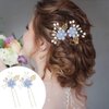 Dizila 20 Pieces Bridal Wedding Party Prom Rhinestone Pearl Light Blue Flower Hair Side Combs Slides+U-shaped Flower Hair Pins+Twist Spiral Pearl Hair Pins Headpieces for Brides Bridesmaids Women Girl