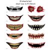 KSTBJN Halloween Temporary Tattoos, Horror Mouth Halloween Temporary Stickers 10 Sheets Prank Makeup Face Decals Halloween Clown Bloody Mouth Fake Tattoos Prank Props for Halloween Party Decorations