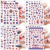 8 Sheets 4th of July Nail Art Stickers Decals Red White Blue Designs USA Independence Day Patriotic Nail Stickers 3D Self-Adhesive American Flag Flame Heart Star Nail Decals Supplies for Women