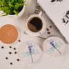 Trinsi Absorbent Ceramic Stone Coasters, Dragonfly ,Set of 4 Stone Coasters