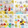 Gold Silver Star Balloons,Explosion Star Balloons Kit with 6Pcs 22Inch Cone Star Foil Balloons and 10Pcs 10Inch Four Pointed Star Balloons for Birthday Anniversary Disco Party Decorations