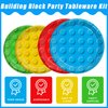 96 Pcs Building Block Party Supplies, Building Bricks Party Plates and Napkins Set Boys Girls Building Block Themed Party Dinnerware for Kids Baby Shower Birthday Party Decorations, Serves 24