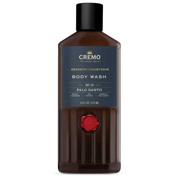 Cremo Rich-Lathering Palo Santo Body Wash for Men, Notes of Bright Cardamom, Dry Papyrus and Aromatic Palo Santo, 16 Fl Oz