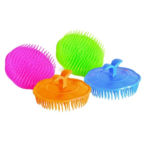 Niva Hair Scalp Massager Shampoo Brush - Flexible Scalp Exfoliator Dandruff Brush and Grass Shape Handle - Baby Shower Bath Brush Suitable for Women, Men & Pets | Pack 0f 4 (Blue-Green-Orange-Fuchsia)