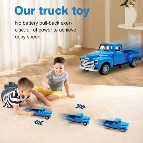 AGSIXZLAN Little Blue Truck Toy for Kids Ages 2 3 4 5 6 7 8 Year Old Boys Girls,1:32 Alloy Kids Car Toy Driveable,Car Door Can Open,Toy Trucks for Toddlers Easter Christmas Birthday Gifts