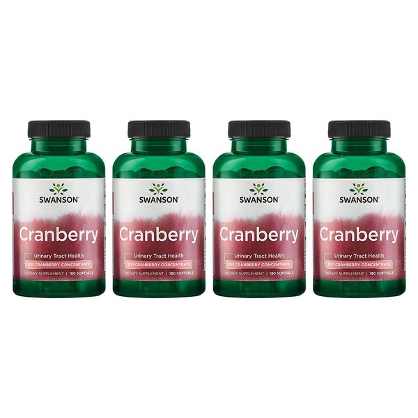 Swanson Cranberry - Supports Urinary Tract Health, Bladder Control, and Promotes Healthy Kidney Function - Cranberry Supplement Made with 20:1 Cranberry Juice Concentrate - (180 Softgels) 4 Pack