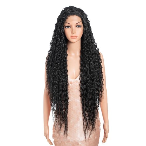Style Icon 36”Super Long Curly Wig C-Shaped Side Part Lace Wig Afro Baby Hair Synthetic Black Wig...