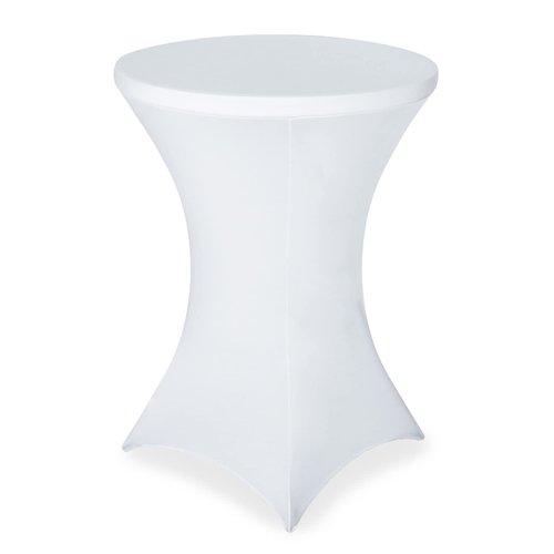 FestiCorp Spandex Table Cover, Cocktail Fitted Tablecloths, Round Highboy Stretch Table Covers Cloths for Party, DJ, Bar, Wedding, Birthday, Banquet, White, 30"-32" Diameter x 40"-43" Height