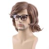 RightOn Shaggy Wig Men Short Wavy Brown Wig 60s 70s Male Rocker Costume Wig for Halloween Cosplay Party Glasses Not Include