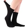 ELYFER Black Diabetic Crew Socks for Women (4 Pairs) Soft Thin Rayon, Wide, Loose Fit, Seamless Toe, Non-Binding, Circulatory, Compression, Moisture-Wicking Cushion Dress Socks Size (5-8.5)