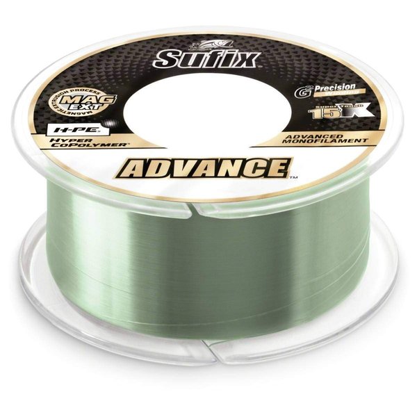 Sufix, Advance Monofilament Line, 12 lbs Tested, 014" Diameter, 330 Yards, Low Vis Green