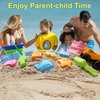 Carlerait Collapsible Beach Toys for Kids, Sand Bucket and Shovels Set with Mesh Bag, Sand Castle Toys for Beach, Travel, Sandbox for Toddlers Age 3-10
