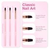 Nail Brushes for Nail Art - 3Pcs Nail Art Brush Set with Flat/Oval/Fine Angled Gel Brush, Nail Extension Tool for Professional DIY Home Salon(Clear Pink)