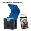 Mage Tech Card Deck Box for MTG Commander - Patented Design, Commander Display, Fits 100 Double-Sleeved Cards, 35pt Card Brick & Dice Tray - Black/Blue