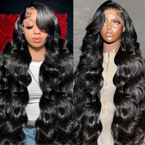 Body Wave Lace Front Wigs Human Hair Pre Plucked 180 Density 13x6 HD Lace Frontal Wigs for Black Women Brazilian Human Hair Lace Front Wigs Bleached Knots Natural Color (28 Inch)