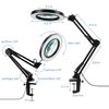 LANCOSC 5X Magnifying Glass with Light and Stand, 3 Color Modes Stepless Dimmable, 8-Diopter Glass Lens, Adjustable Swivel Arm, LED Magnifier Desk Lamp for Close Work, Repair, Crafts, Reading - Black