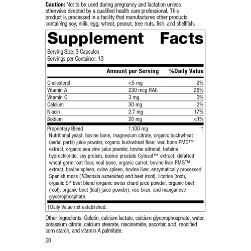 Standard Process Rumaplex - Whole Food Bone Support and Bone Health, Cholesterol and Joint Support with Betaine Hydrochloride, Rice Bran, Soy Protein, Spanish Moss, Swiss Chard, and More - 40 Capsules