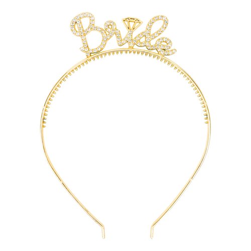 GAFATORY Gold Bride Rhinestone Headband for Women Bridal Hair Band for Wedding Bachelorette Party Favor and Decoration Bridal Shower Sparkle Headband for Bride to be Plastic Headbands