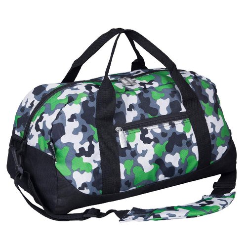 Wildkin Kids Overnighter Duffel Bags for Boys & Girls, Perfect for Early Elementary Sleepovers Duffel Bag for Kids, Carry-On Size & Ideal for School or Overnight Travel Bag (Green Camo)