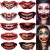 Halloween Temporary Horror Scary Mouth Face Tattoo Stickers Props for Women Adults Men Cosplay Party Masquerade Accessories Kit