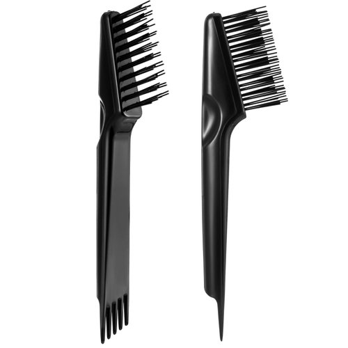 Yaomiao Hair Brush Cleaner Tool 2-in-1, Hair Brush Remover Rake for Removing Hair Dust, Mini Wet Hair Comb for Removing Dirt, Home Salon Use, Black, 2 Pieces