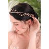 fxmimior Bridal Rose Gold Headpiece Bridal Rhinestone Hair Vine Pink Crystal Hair Accessories Flower Hair Jewelry for Women And Girls Rose Gold Wedding Tiara And Crowns(Headband)