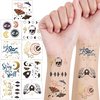Cheerland 108pcs Rose Gold Black Boho Halloween Tattoos with Moon Phase Butterfly Skeleton Stay Wild Moon Child Cup Stickers Temporary Tattoos for Kids Birthday Party Decorations Favors