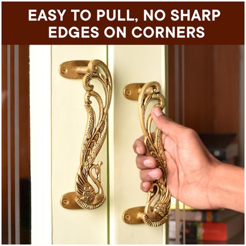 IndianShelf Pair Peacock Brass Handles- Decorative Door Handles- Vintage Door Handles- Antique Brass Cabinet Pulls -Door Handles Interior- Brass Door Pulls- Gold Cabinet Handles- 6" Gold Drawer Pulls