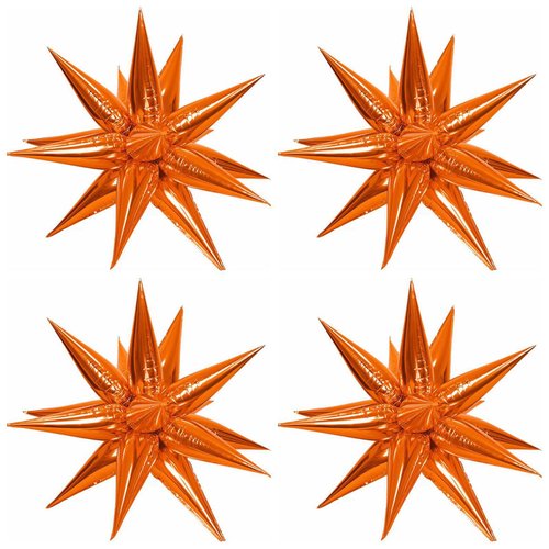 50 Pcs Orange Foil Cone Star Balloons Big 26 inch Orange Explosion Star Mylar Balloons 12 Point 3...