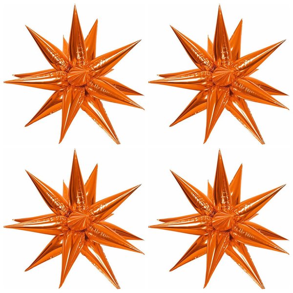 50 Pcs Orange Foil Cone Star Balloons Big 26 inch Orange Explosion Star Mylar Balloons 12 Point 3D Starburst Star Balloons for Party Supplies Christmas Birthday Wedding Decorations Party Supplies