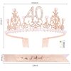 Amariver 40th Birthday Crown 40 & Fabulous Birthday Sash 40th Birthday Tiara for Women 40th Rhinestones Pearls Birthday Decoration Rose Gold 40th Birthday Gifts for Party Favor