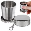 Outdoor Kitchen Collapsible Water Cup - Travel Coffee Cup Outdoor Drinking Water Tin Shot Glasses with Lid Stainless Steel Shot Keychain Metal Cup - Cute Shot Glasses With Lids Metal Camping Cup 75 ml