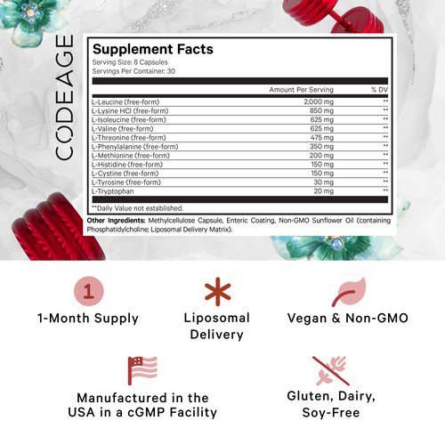 Codeage Multi Amino+ BCAA & EAA Supplement, All 9 Essential Amino Acids, Free-Form Branched-Chain Amino Acid Pills, Sport Supplement, Pre & Post Workout, Liposomal Delivery, Vegan, 240 Capsules