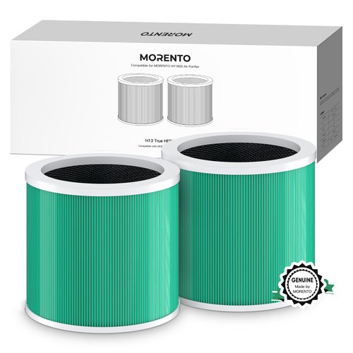 MORENTO HY1800 Genuine Air Purifier Replacement Filter, H13 Ture HEPA Filter for HY1800 Air Purifer, Efficiency Activated Carbon, 2 Pack, Original Version