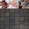 30 Sheets Silver Nail Art Stickers Aurora Silver Star Moon Nail Decals 3D Self-Adhesive Holographic Line Nail Stickers Laser Heart Letter Snowflake Leaf Nail Supplies for Women Girls Manicure DIY