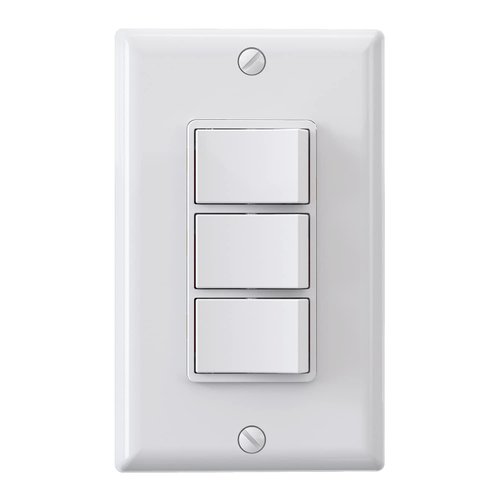 ELEGRP Decorator Triple Rocker Light Switch, Electrical Three Single Pole Paddle Switch, 15A, 125V, in-Wall On/Off Switch, Self-grounding, Wall Plate is Included, UL Listed (1 Pack, Glossy White)