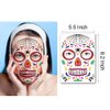 Kotbs 9 Sheets Day of the Died Skeleton Face Tattoo Stickers, Glitter Red Roses Temporary Tattoos for Men and Women - Halloween Costume Accessories and Party Favors