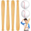 Set of 6 Beach Baseball Ball Inflatable Baseball Bat Include 2 Pcs 11 Inch Beach Baseball and 4 Pcs Baseball Bat Inflates Kids Baseball Pool Toys for Pool Beach Fun Sports Game Birthday (Dark Brown)
